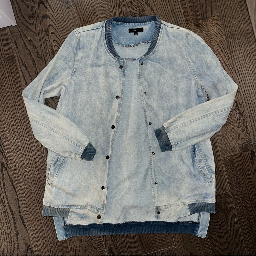 Oversized denim bomber jacket